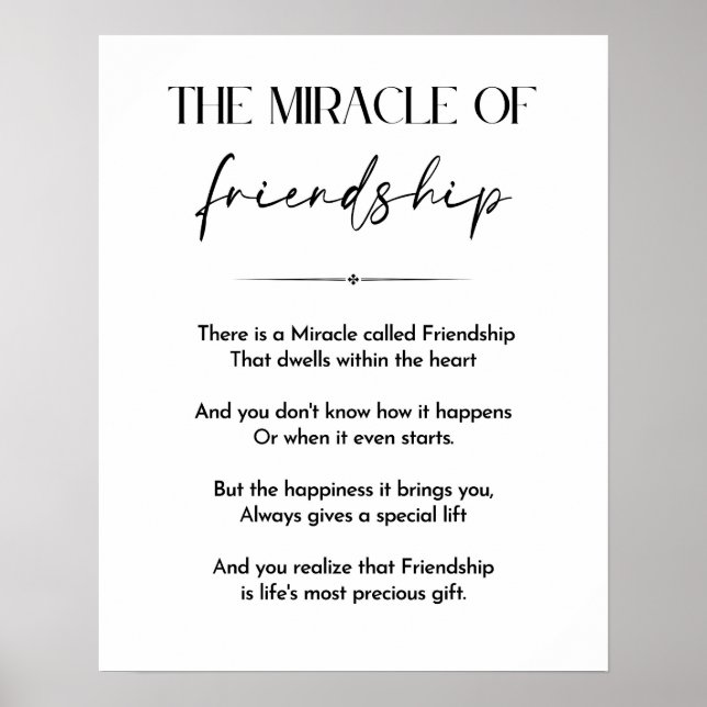 Freundschaftsgedicht, inspirierendes Geschenk eine Poster (Vorne)