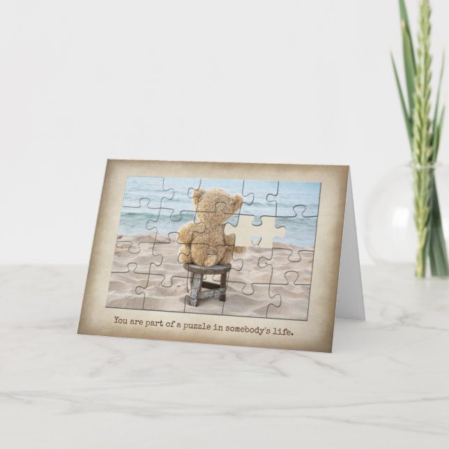 Freundschaftskarte Teddy Bear Puzzle Karte (Vorderseite)