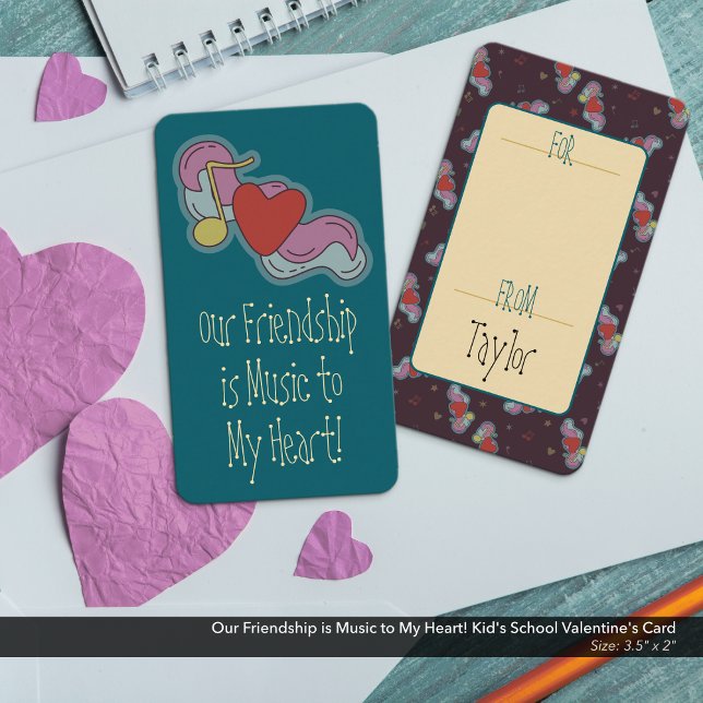 Freundschaftsmusik - Valentinenkarte des Kid's Sch Mitteilungskarte (Our Friendship is Music to My Heart! Kid's School/Classroom Valentine's Card)