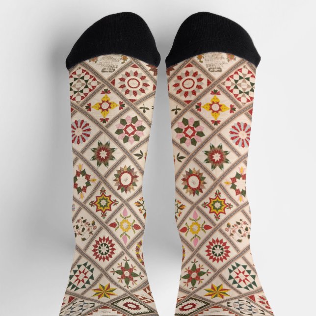 Freundschaftsquilt in gedämpften Farben Socken (Oben)