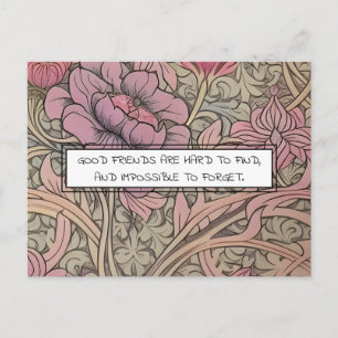 Freundschaftszitat Vintage-Blumenmuster Postkarte