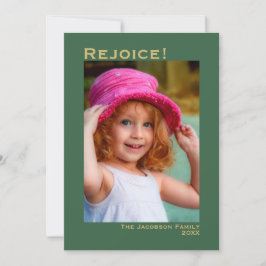 Freut euch! Minimalistisches grünes Foto Weihnacht Feiertagskarte