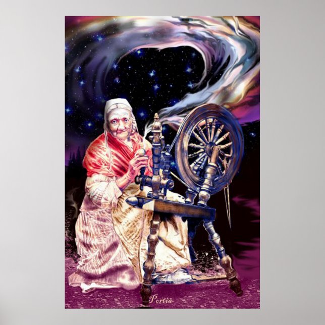 Freya bei ihrem Spinnrad von Portia St. Luke Poster (Vorne)