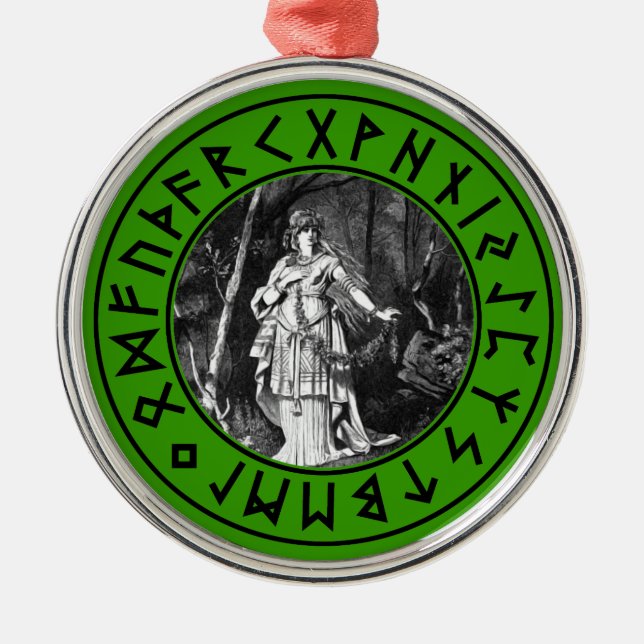Freya Schild Silbernes Ornament (Vorne)
