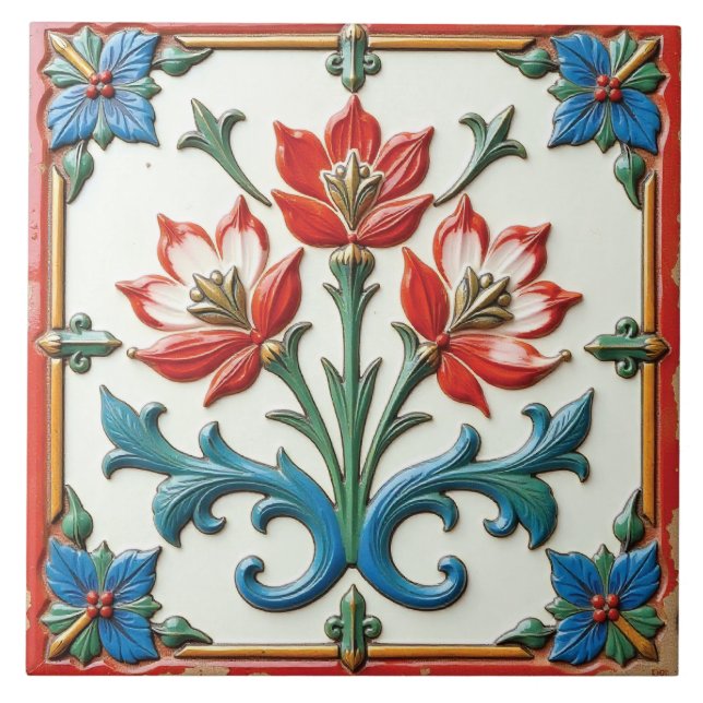 Freyas Blüte Fliese (Vorderseite)