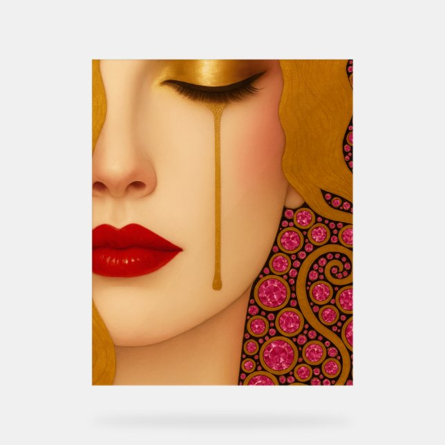 Freya's heartache golden tears in pink motif acrylschild (Vorderseite)