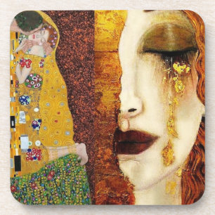 freyas-tränen-der-kuss-porträts-von-gustav-klimt getränkeuntersetzer