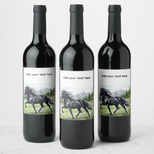 Freydis Black Horse Schöne Landschaft Weinetikett