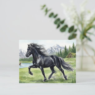 Freydis Black Isländisches Pferd in nordischer La Postkarte