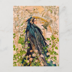 Freyja Goddess in Falcon Cloaka Feiertagspostkarte