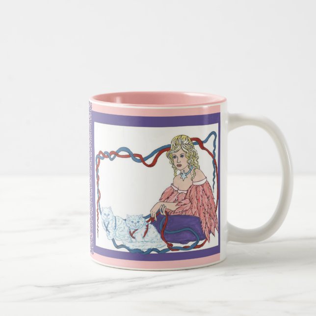Freyjas Kätzchen Zweifarbige Tasse (Rechts)