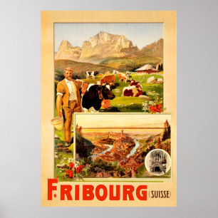 Fribourg, die Stadt und Umgebung, Schweiz Poster