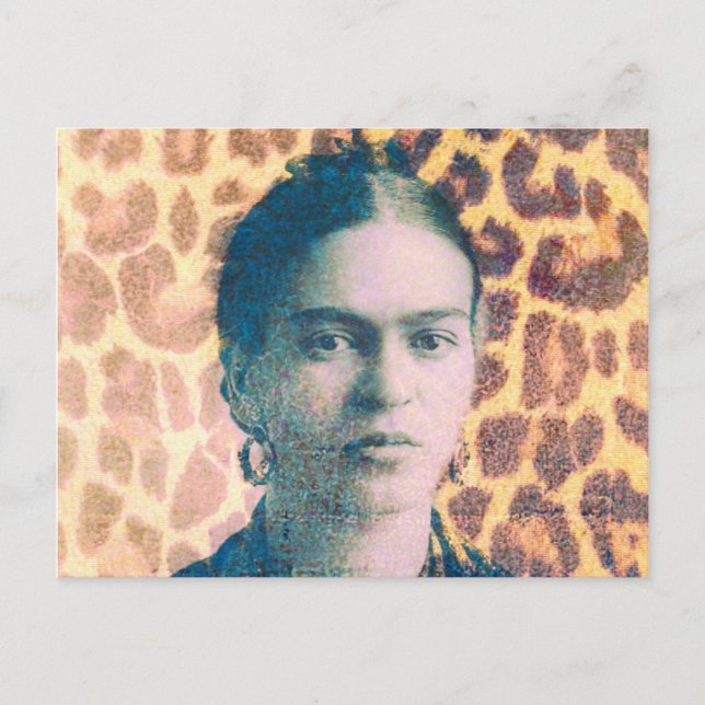 Frida Big Cat Print Background Postkarte (Vorderseite)