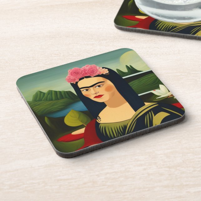 Frida Kahlo als Mona Lisa Hard Plastic Untersetzer (Linke Seite)