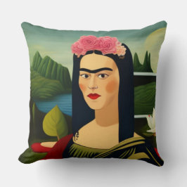 Frida Kahlo als Mona Lisa Throw Pillow Kissen