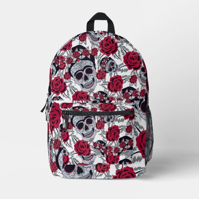 Frida Kahlo and Roses Bedruckter Rucksack (Vorderseite)