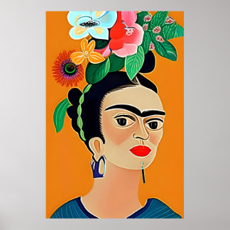 Frida Kahlo art, Blumenposter Poster