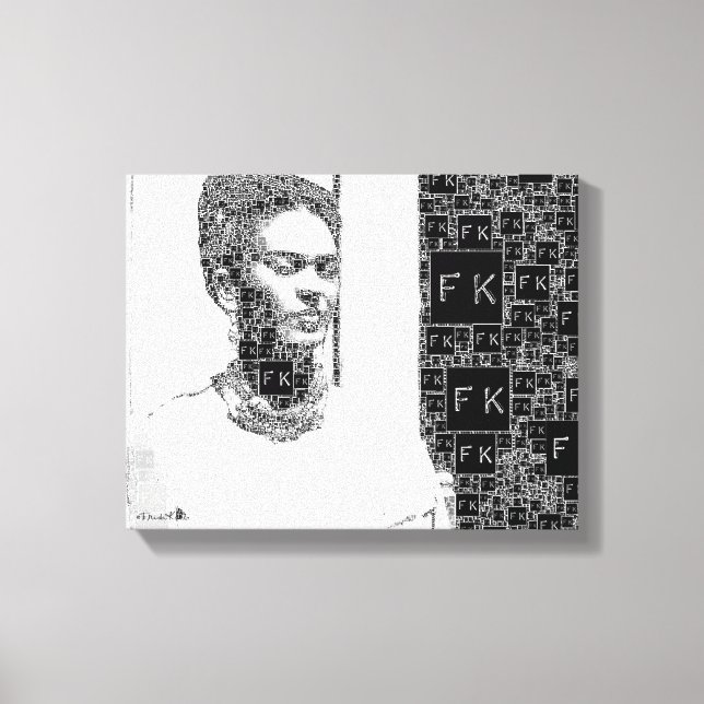 Frida Kahlo Black and White Portrait Leinwanddruck (Vorderseite)