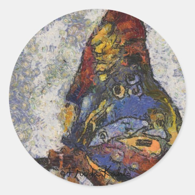 Frida Kahlo Butterfly Monet Inspire Runder Aufkleber (Vorderseite)