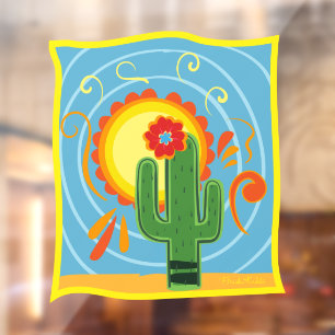 Frida Kahlo Cactus Graphic Fensteraufkleber