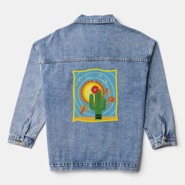 Frida Kahlo Cactus Graphic Jeansjacke (Rückseite)