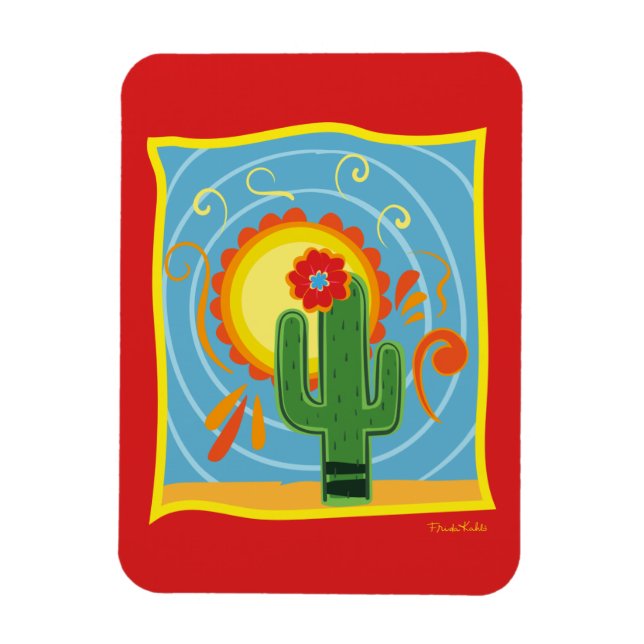 Frida Kahlo Cactus Graphic Magnet (Vertikal)