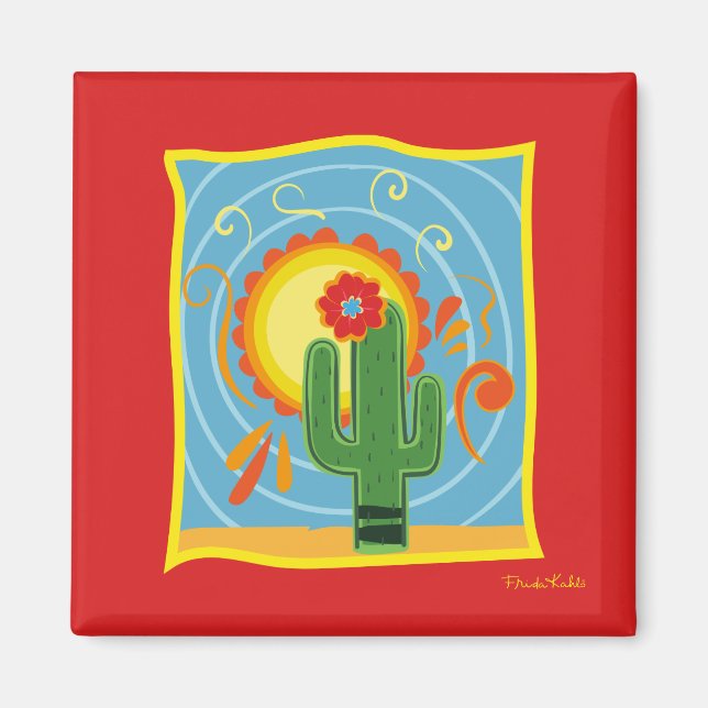 Frida Kahlo Cactus Graphic Magnet (Vorne)