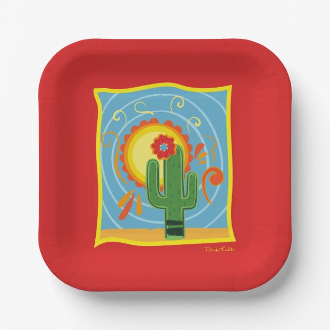 Frida Kahlo Cactus Graphic Pappteller (Vorderseite)