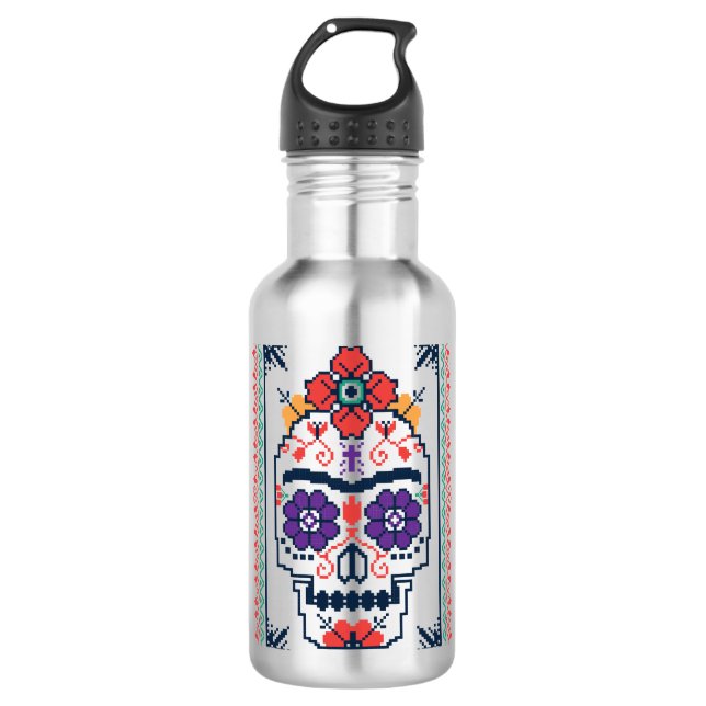 Frida Kahlo | Calavera Edelstahlflasche (Vorderseite)