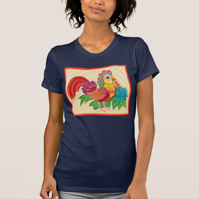 Frida Kahlo Chicken Graphic T-Shirt (Vorderseite)
