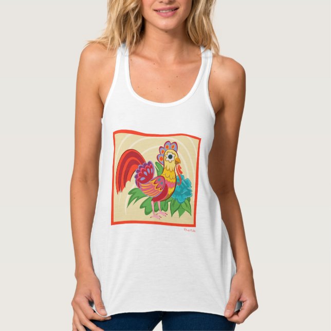 Frida Kahlo Chicken Graphic Tank Top (Vorderseite)
