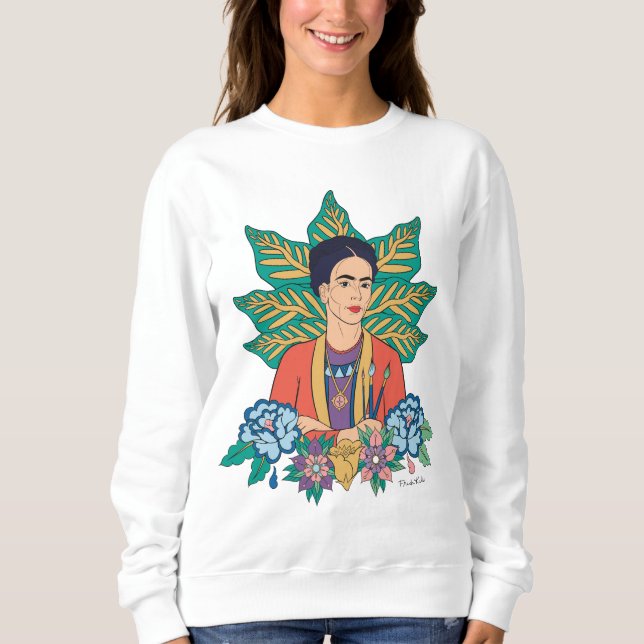 Frida Kahlo Colorful Floral Graphic Sweatshirt (Vorderseite)