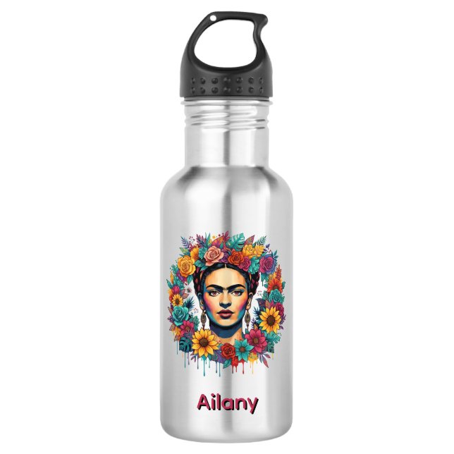 Frida Kahlo Edelstahlflasche (Vorderseite)