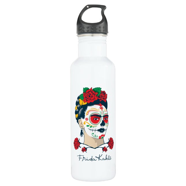 Frida Kahlo El Día de los Muertos Edelstahlflasche (Vorderseite)