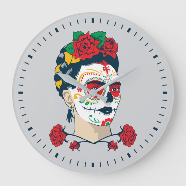 Frida Kahlo El Día de los Muertos Große Wanduhr (Vorderseite)