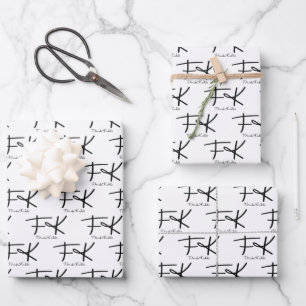 Frida Kahlo "FK" Monogramm-Signaturmuster Geschenkpapier Set