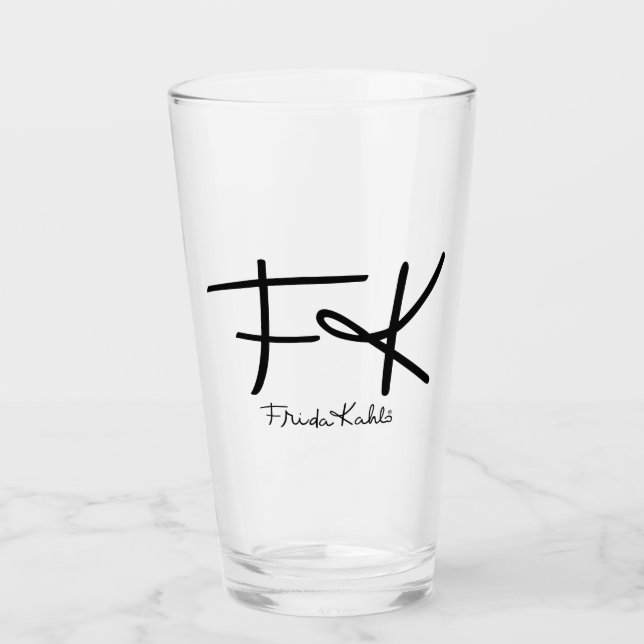 Frida Kahlo "FK" Monogramm-Unterschrift Glas (Vorderseite)