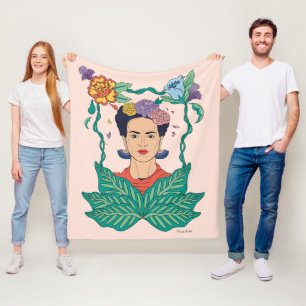 Frida Kahlo Floral Frame Graphic Fleecedecke