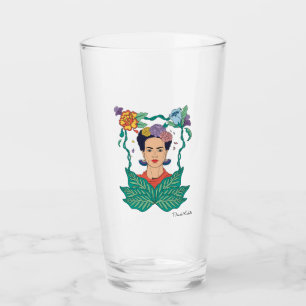 Frida Kahlo Floral Frame Graphic Glas