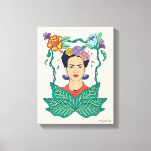 Frida Kahlo Floral Frame Graphic Leinwanddruck