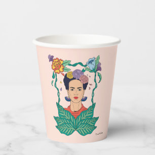 Frida Kahlo Floral Frame Graphic Pappbecher
