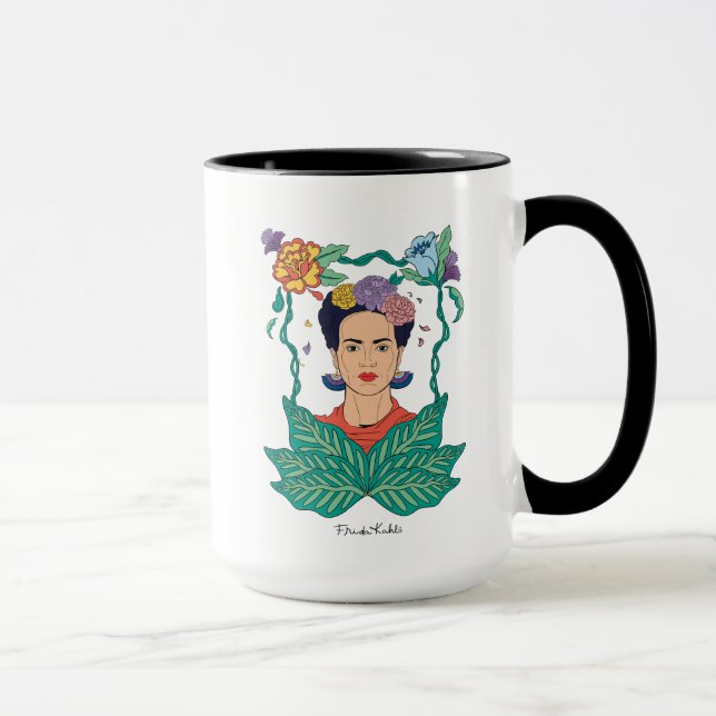 Frida Kahlo Floral Frame Graphic Tasse (Rechts)