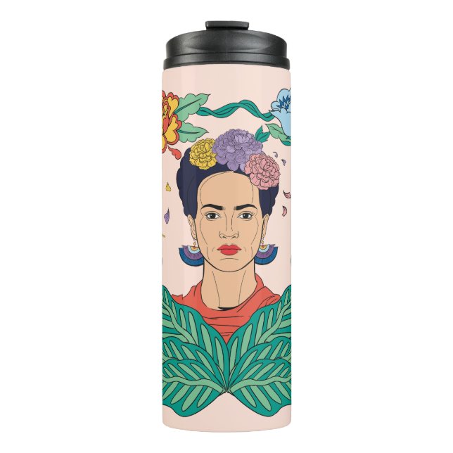 Frida Kahlo Floral Frame Graphic Thermosbecher (Vorderseite)