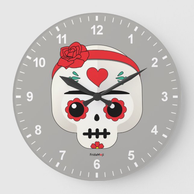 Frida Kahlo | FridaMoji - Sugar Skull Große Wanduhr (Vorderseite)