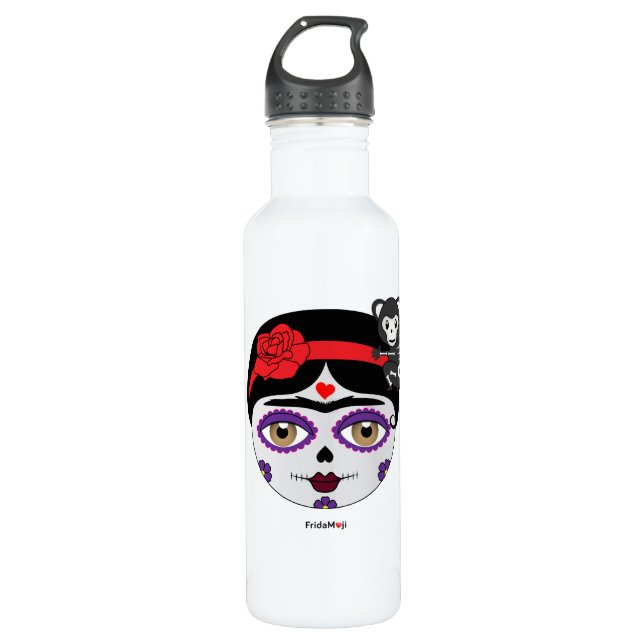 Frida Kahlo | FridaMoji - Tag der Toten Edelstahlflasche (Vorderseite)