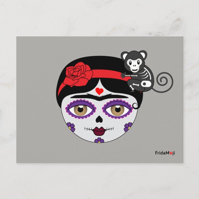 Frida Kahlo | FridaMoji - Tag der Toten Postkarte (Vorderseite)