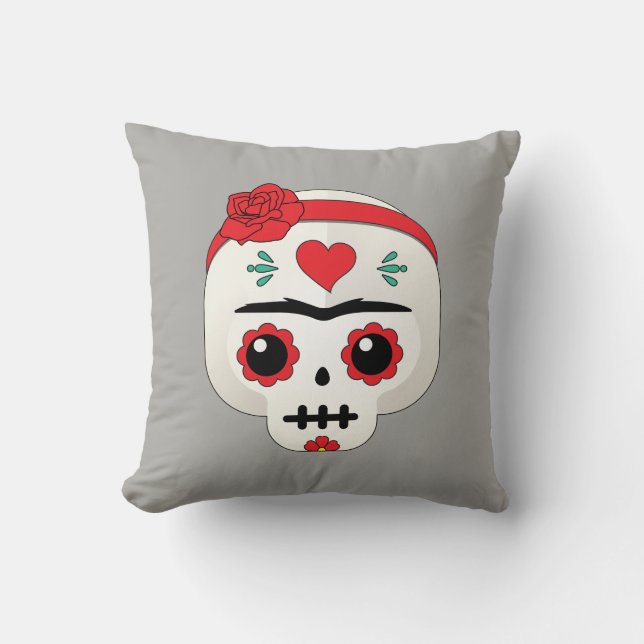 Frida Kahlo | FridaMoji - Zuckerschädel Kissen (Vorderseite)