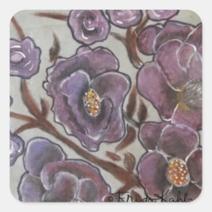 Frida Kahlo gemalte Blumen Quadratischer Aufkleber