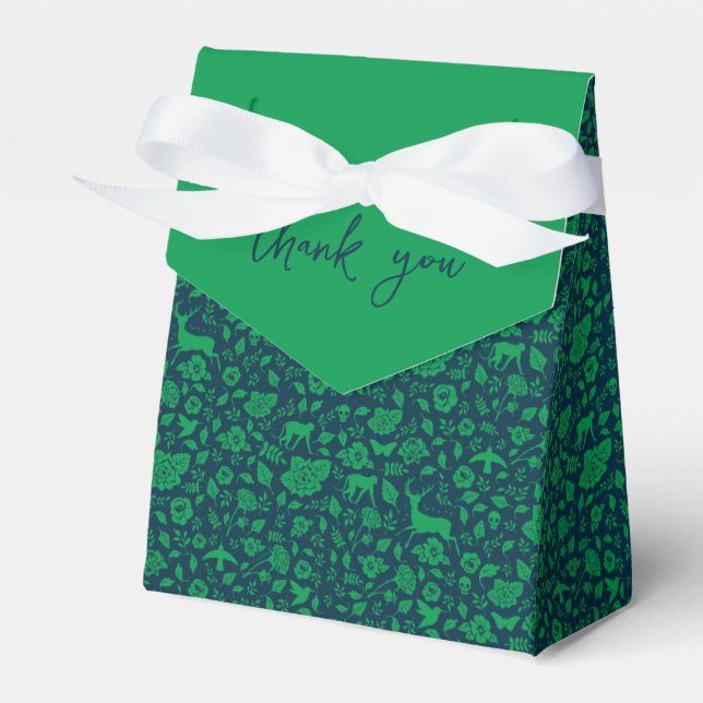 Frida Kahlo | Green & Navy Floral Pattern Geschenkschachtel (Vorderseite)