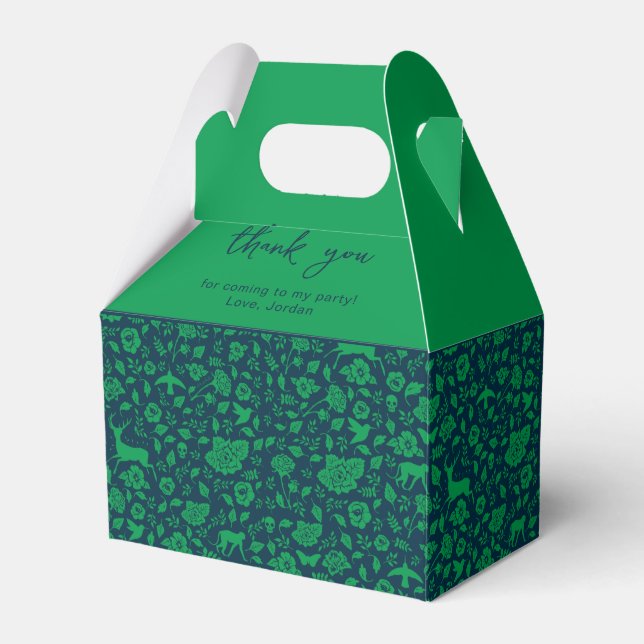 Frida Kahlo | Green & Navy Floral Pattern Geschenkschachtel (Vorderseite)